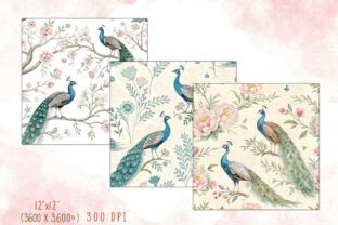 Peacock Floral Digital Paper Bundle Graphic by Craftfiles-SVG ...