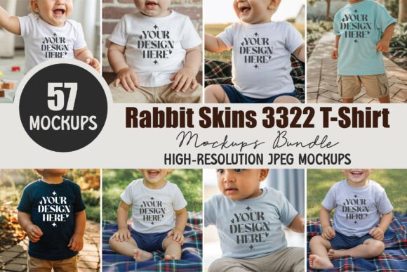 Rabbit Skins 3322 T-Shirt Mockup Bundle Gráfico Modelos de Produtos Por MocksStudio