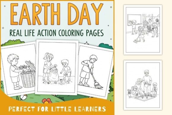 Real Life Action Earth Day Coloring Page