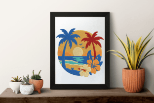 Retro Summer Sunset Palm Tree · Creative Fabrica