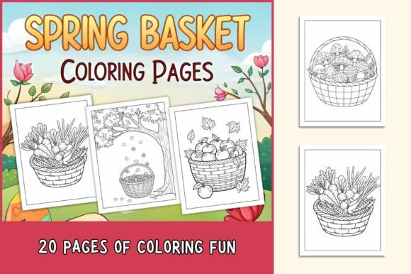 Spring Basket Coloring Pages for Kids