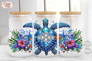 Summer Sea Turtle 16oz Glass Can Wrap Graphic by iStyleMagic · Creative ...