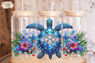 Summer Sea Turtle 16oz Glass Can Wrap Graphic by iStyleMagic · Creative ...