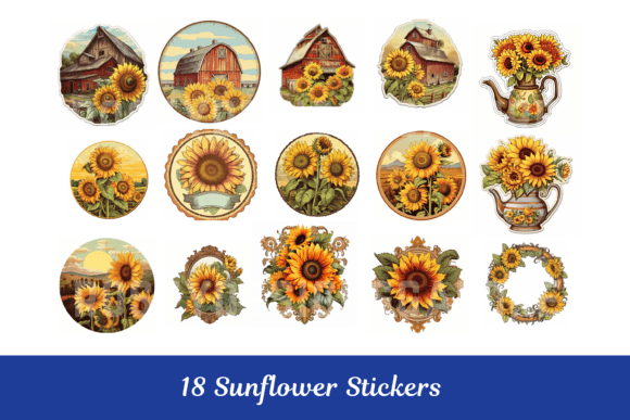 Sunflower Stickers Decorative Elements