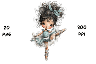 Whimsical Cute Ballerina Girl Clipart Graphic by giraffecreativestudio ...