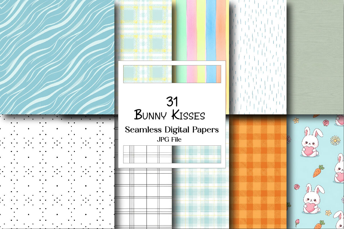 Bunny Kisses Digital Papers Graphic by Vintage · Creative Fabrica