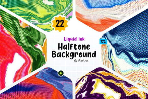 Colorful Liquid Ink Halftone Background