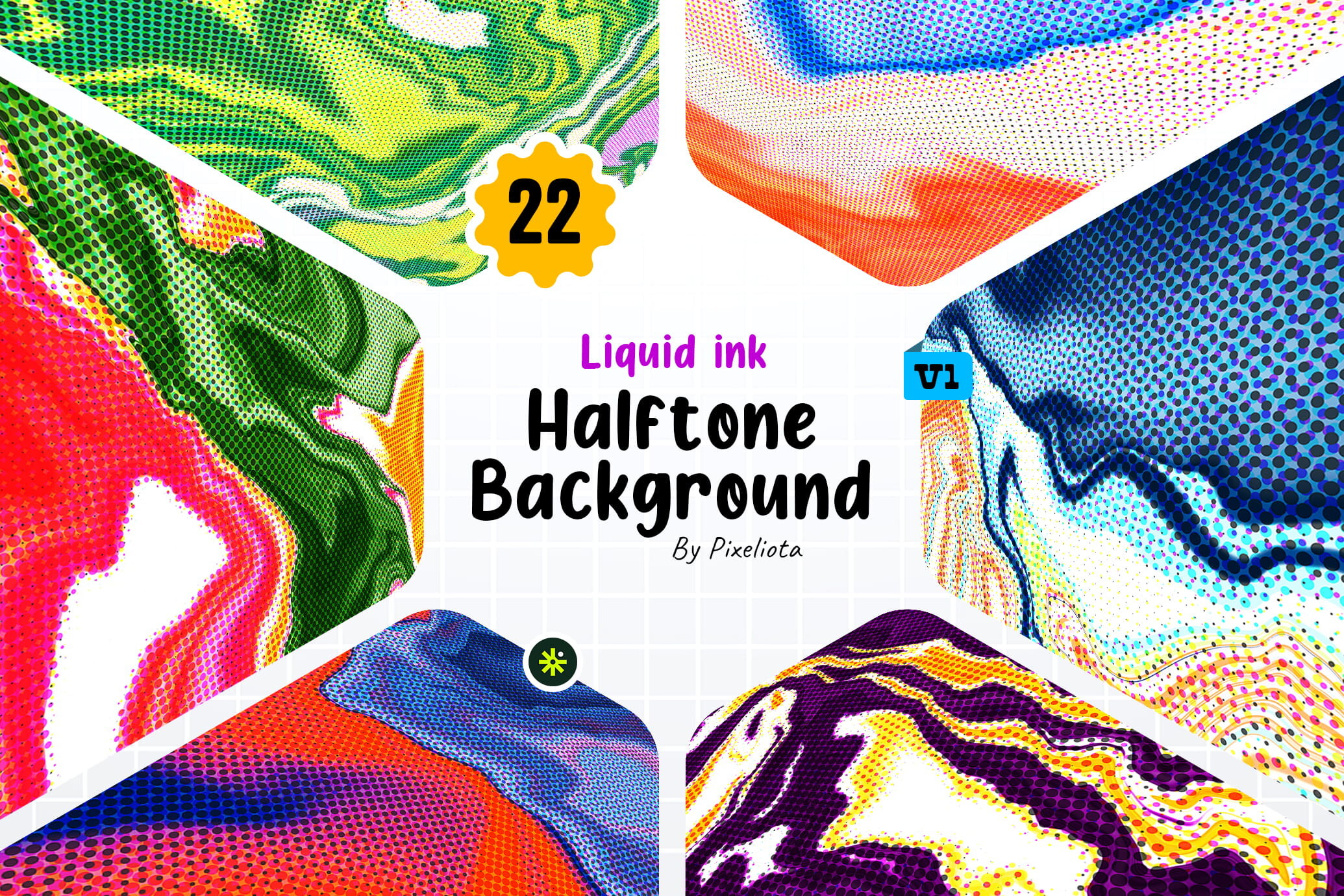 Colorful Liquid Ink Halftone Background