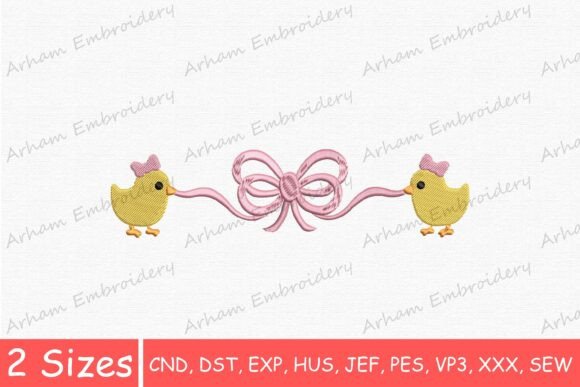 Cute Chick with Bow Ribbon, Spring Chick