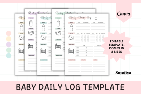 Editable Baby Daily Log Canva Template 4