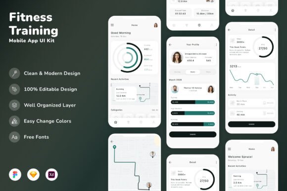 Fitness Training Mobile App UI Kit