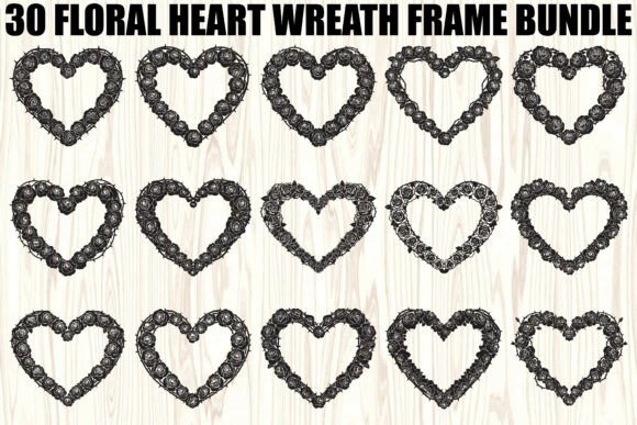 Floral Heart Wreath SVG Bundle