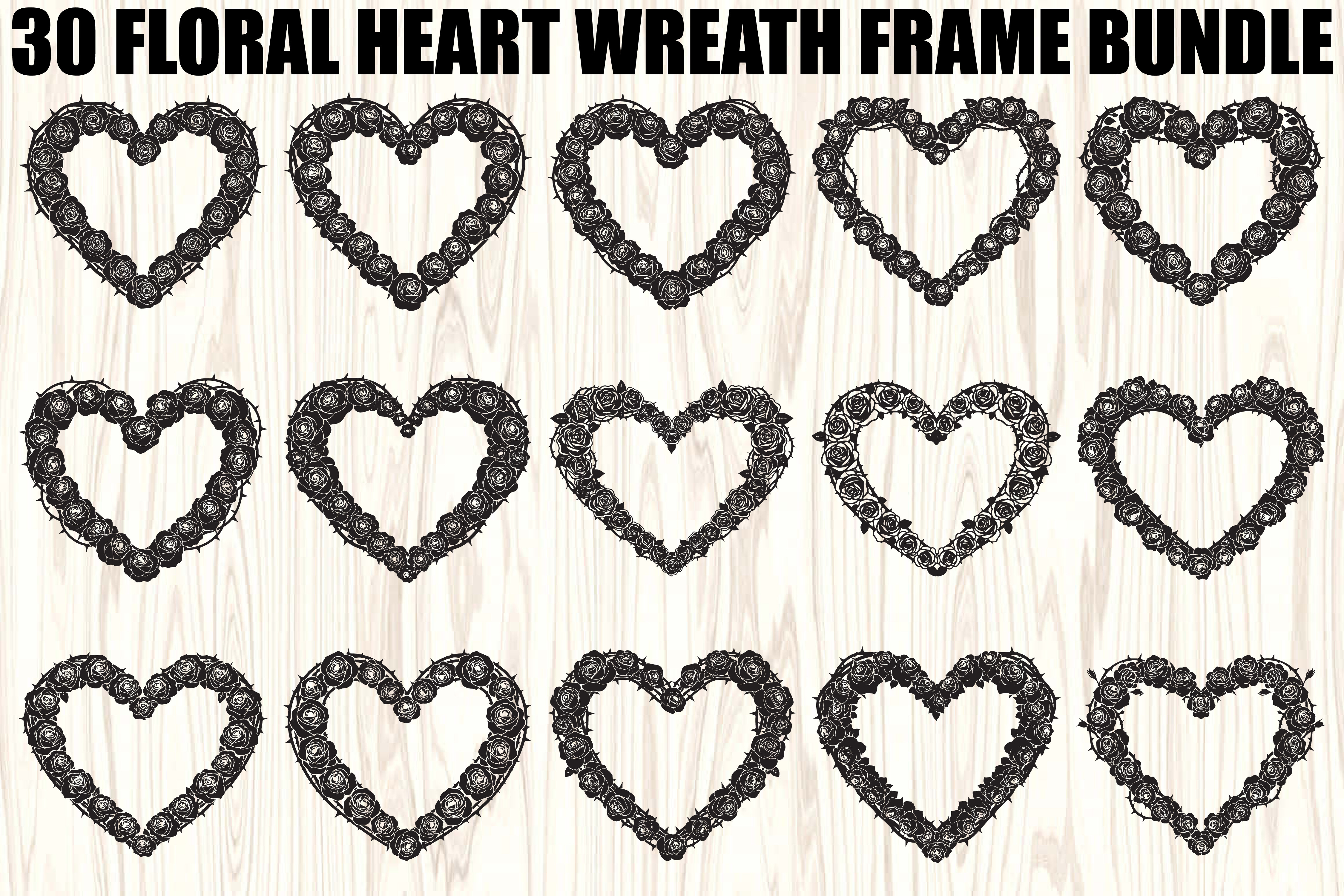 Floral Heart Wreath SVG Bundle