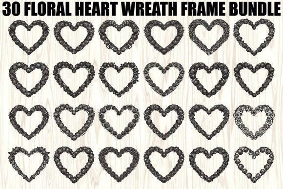 Floral Heart Wreath SVG Bundle