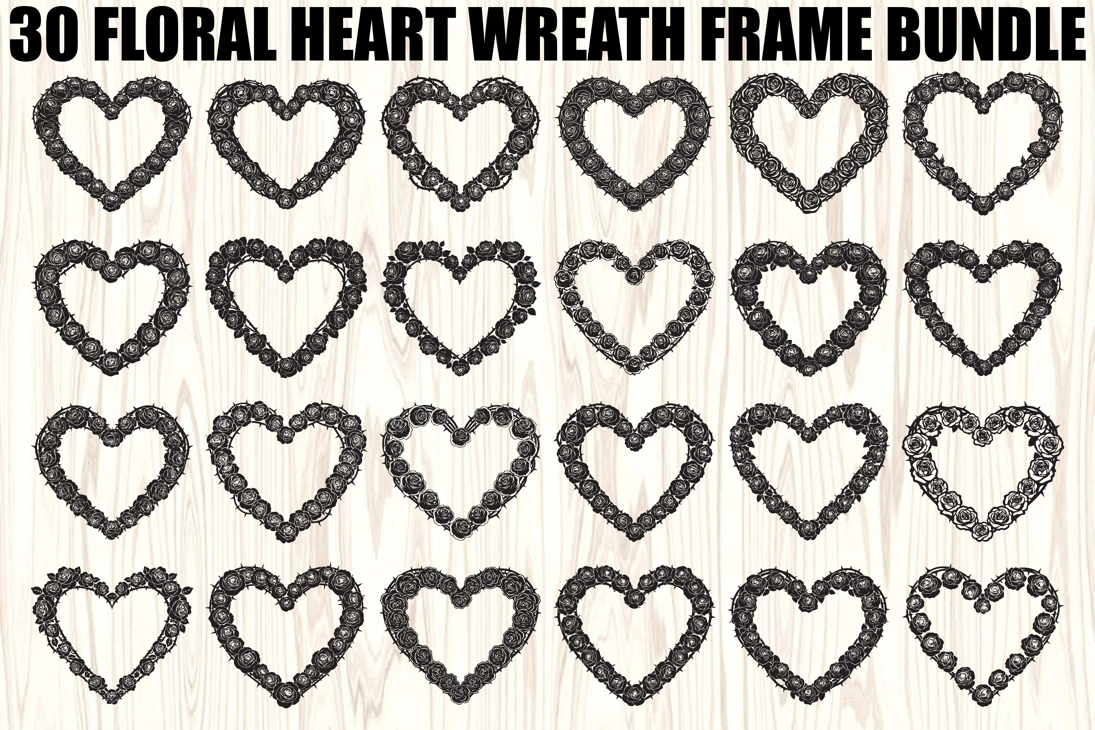 Floral Heart Wreath SVG Bundle