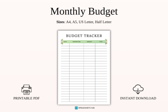Floral Monthly Budget Tracker PDF