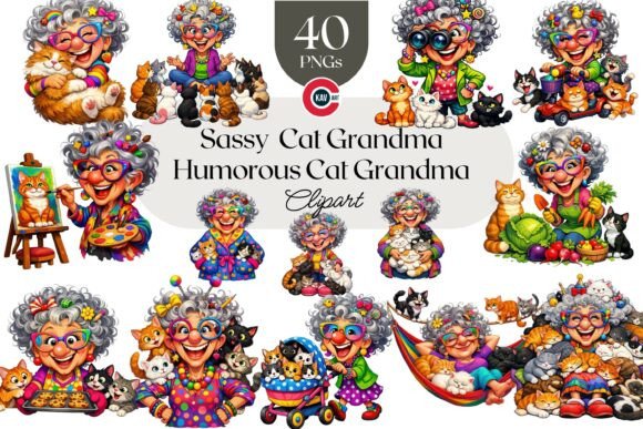 Funny Sassy Cat Grandma cat lady design for mugs and tees