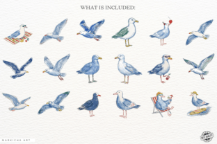 Hand-Drawn Summer Seagull Clipart Graphic by Markicha Art · Creative ...