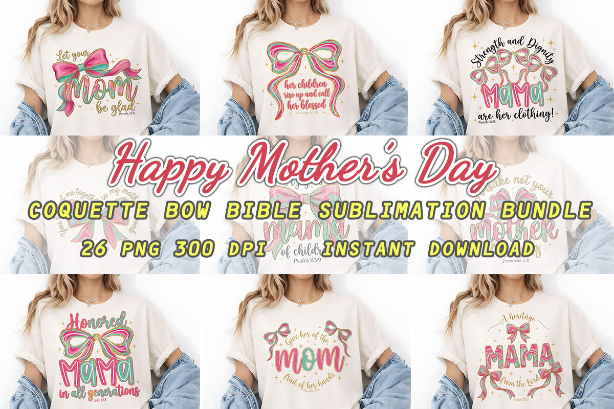 Happy Mothers Day Coquette Bow Bible PNG Graphic by Mulew · Creative ...