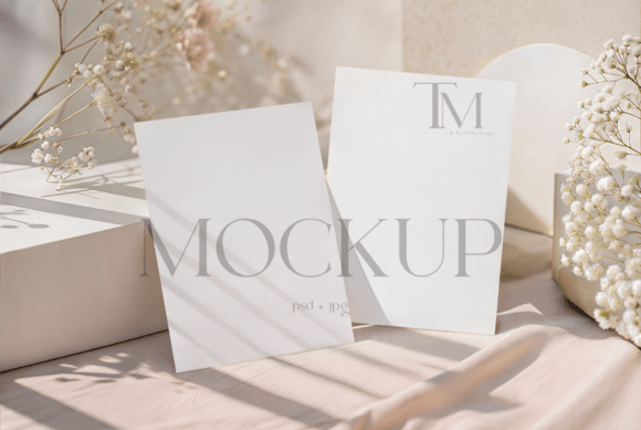 Minimalist Two 5x7 Cards Mockup