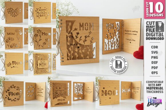 Mother's Day Greeting Cards Laser Bundle Laser Cutting By The T Store Design