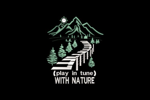 Mountains Tree and Piano Keyboard Path