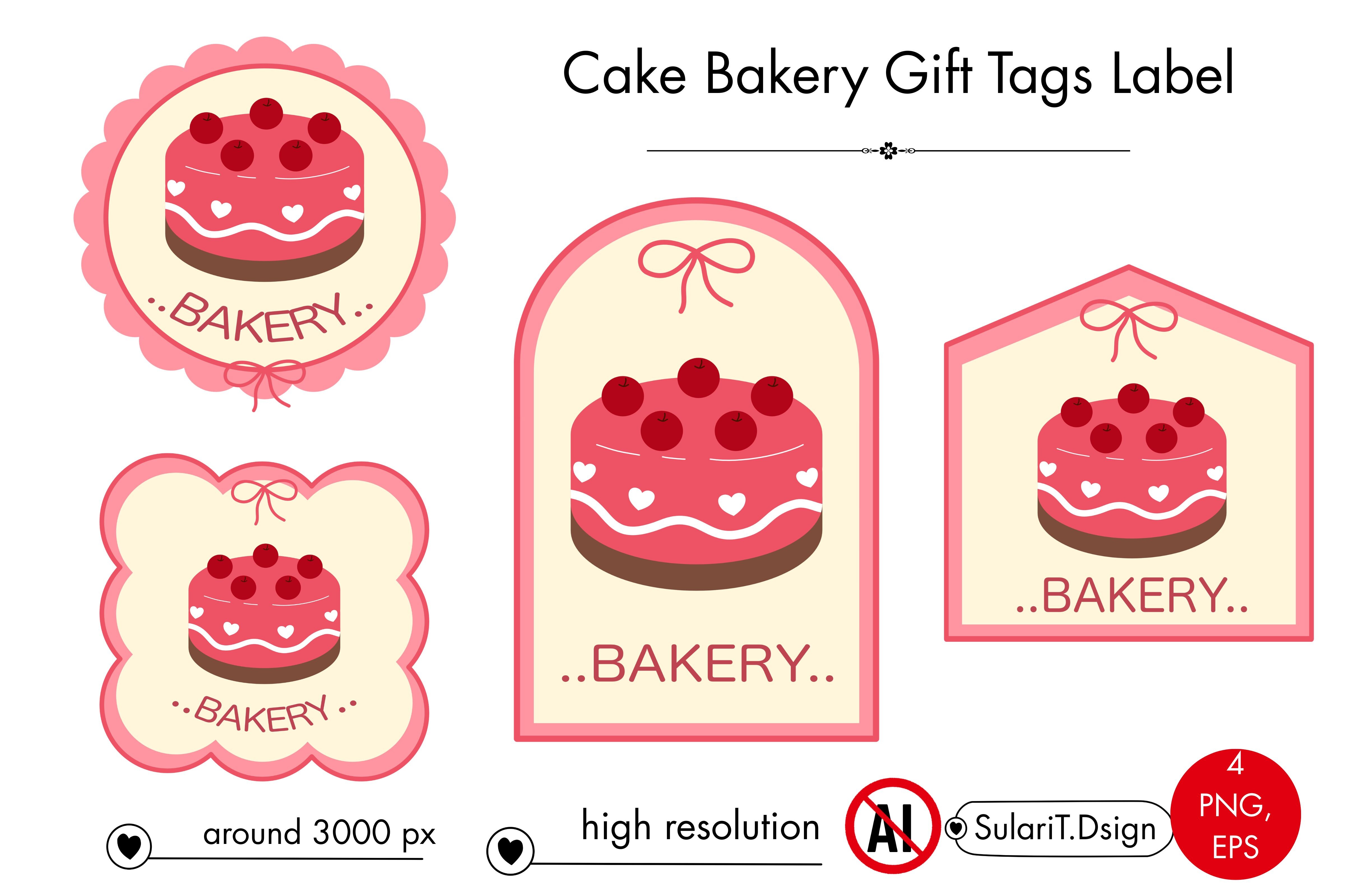 Pink Cake Bakery Gift Tags ( PNG + EPS )