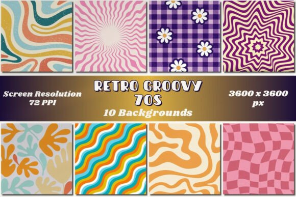 Retro Groovy 70s Backgrounds Bundle Graphic by Nova Creations ...