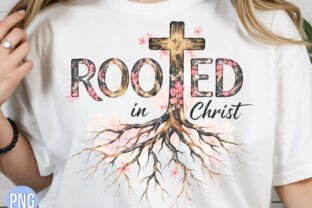 Rooted in Christ Floral Cross Root PNG Graphic by Lazy Cow · Creative ...