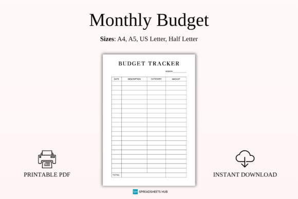 Simple Monthly Budget Tracker PDF