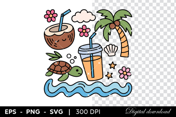 Tropical Beach Scene Cartoon