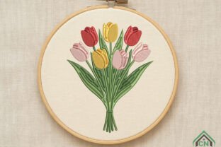 Tulip Flower Bouquet Embroidery Design · Creative Fabrica