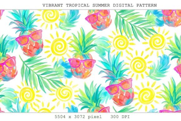 Vibrant Tropical Summer Digital Pattern Bundle · Creative Fabrica
