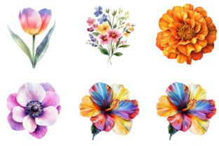 Watercolor Spring Flowers Clipart Graphic by designking · Creative Fabrica