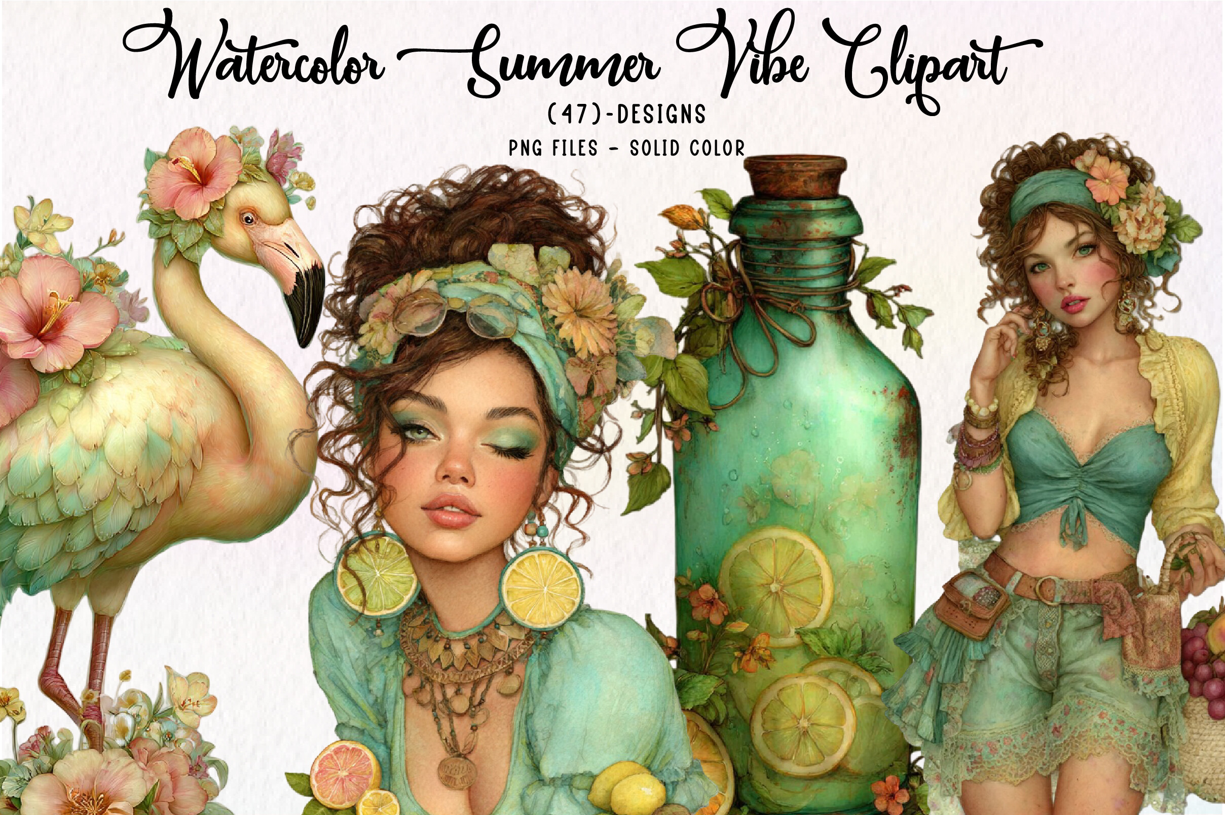 Watercolor Summer Vibe Clipart Graphic by Dreamshop · Creative Fabrica