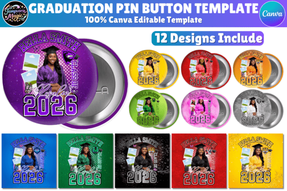 2 Canva Button Template Graduation Designs & Graphics