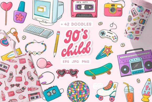 42 Y2K DOODLES and 5 PATTERNS COLLECTION