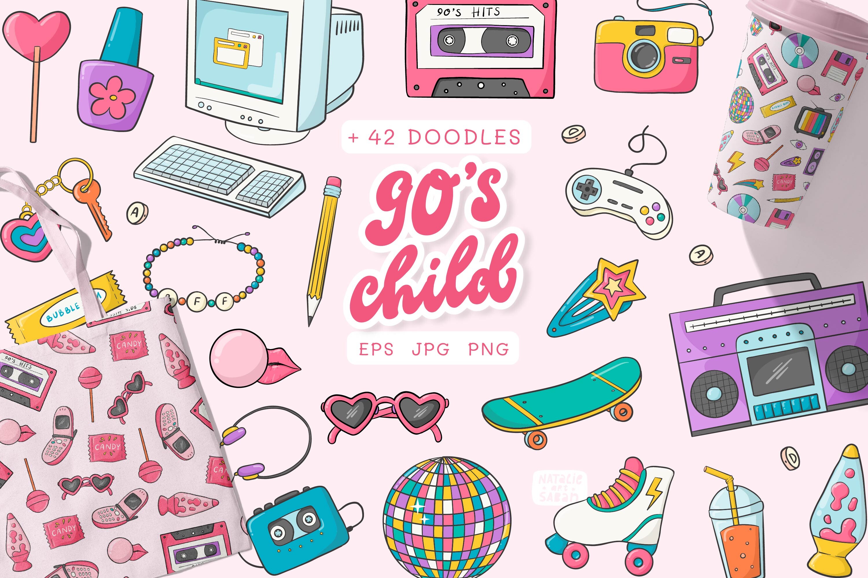 42 Y2K DOODLES and 5 PATTERNS COLLECTION