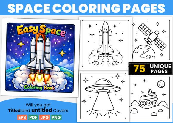 Bold and Easy Space Coloring Pages Kids