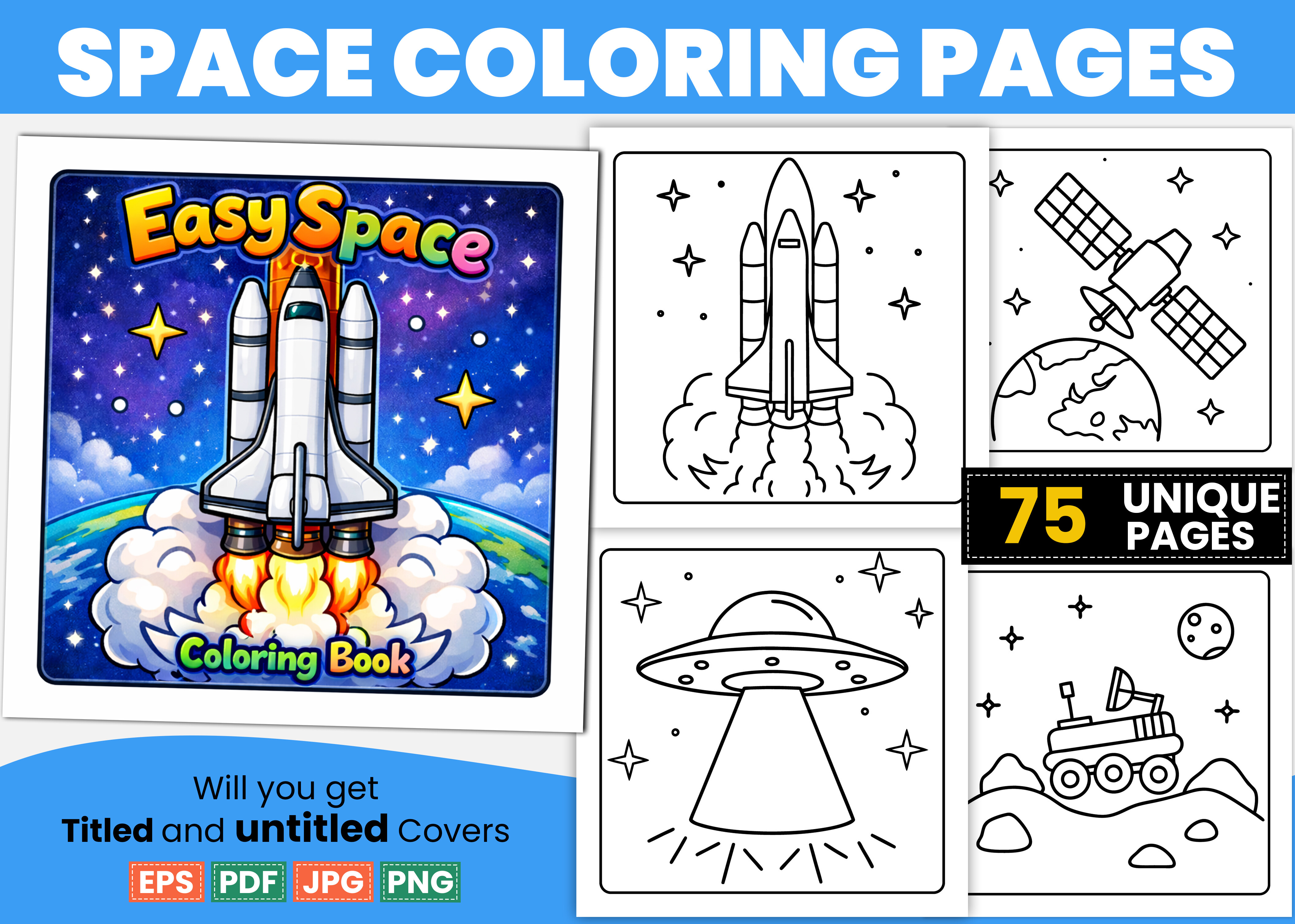 Bold and Easy Space Coloring Pages Kids