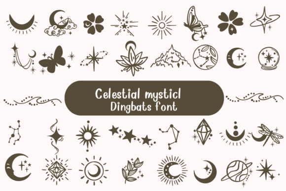 Celestial Mystical Dingbats-Schriftarten Schriftart Von Nongyao