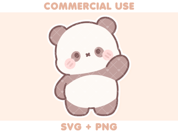 Cute Panda Waving Illustration Illustrations Imprimables Par Roxie Designs