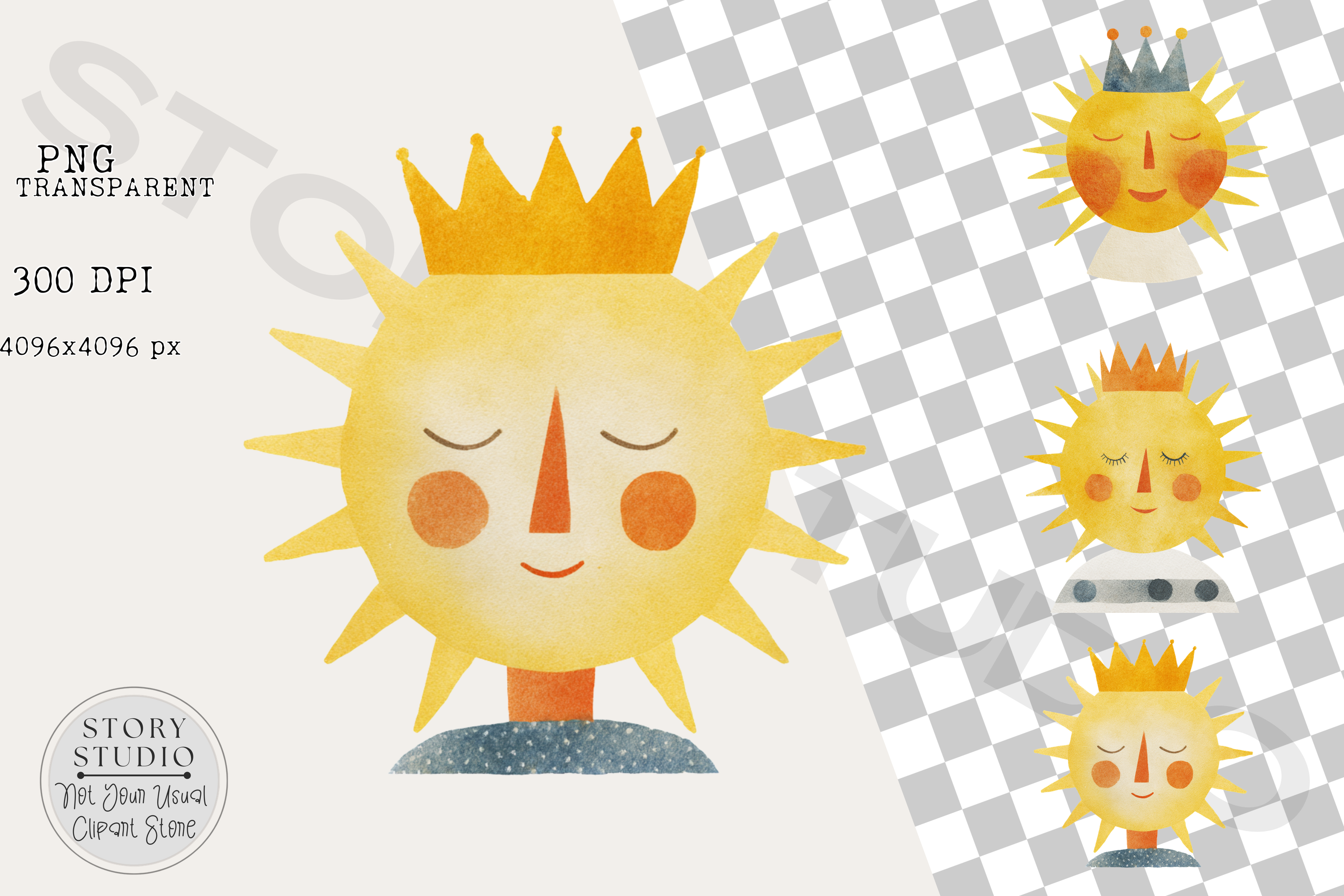 Dreamy Sun King Nursery Clipart