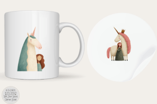 Dreamy Unicorn & Girl Clipart Graphic by Story Studio · Creative Fabrica