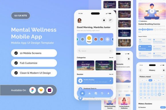 Eunoia - Calm Wellness App UI Kit