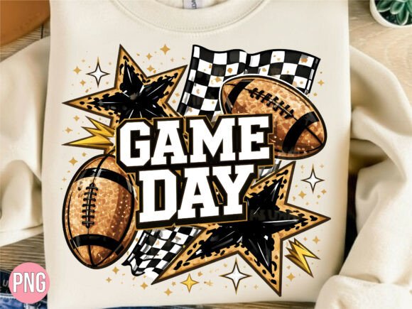 Game Day Football Stars Checkered PNG