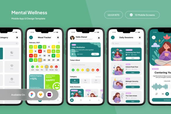 Mindora - Calm Wellness App UI Kit