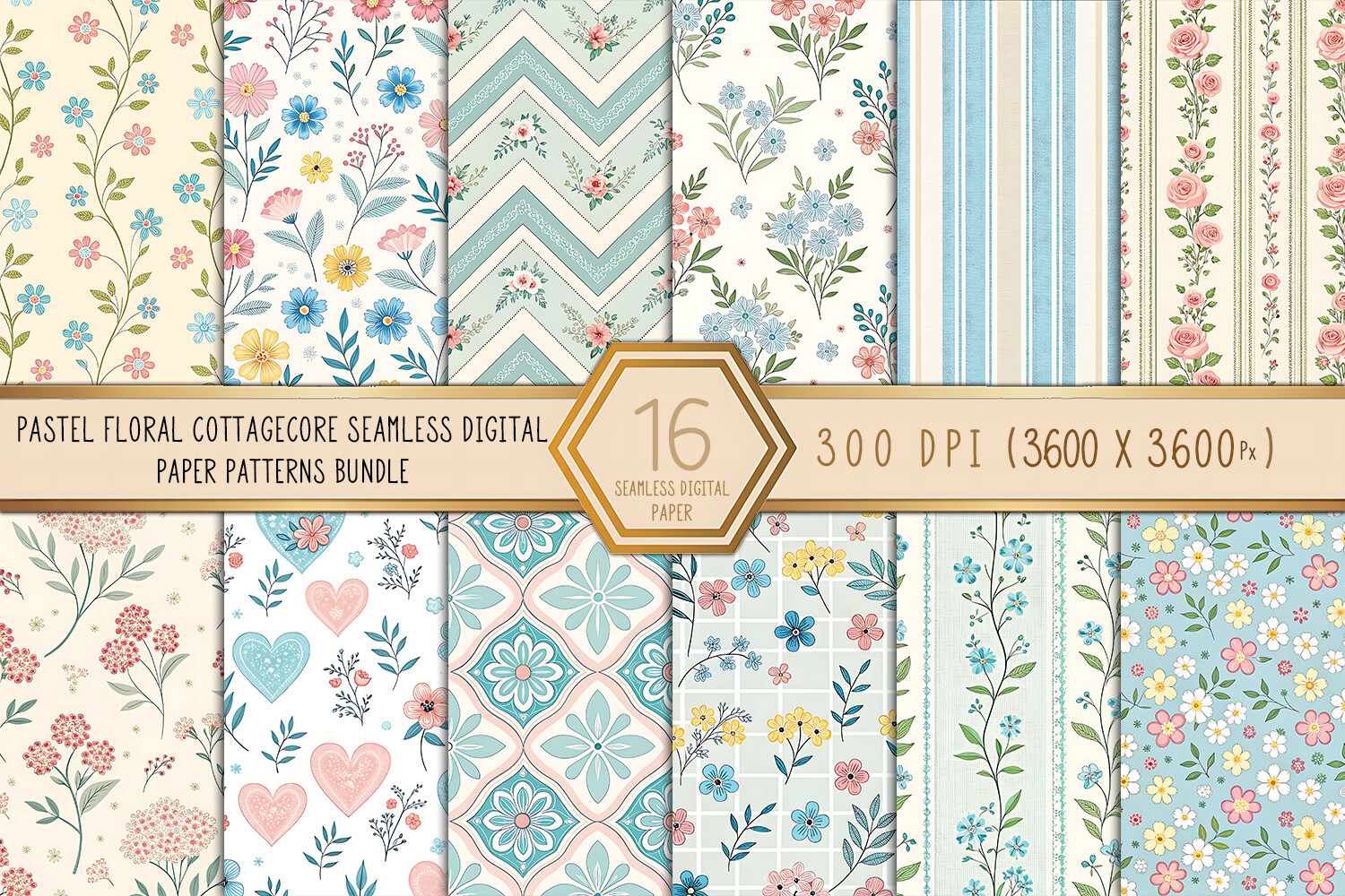 Pastel Floral Cottagecore Seamless Paper Graphic by Craftfiles-SVG ...