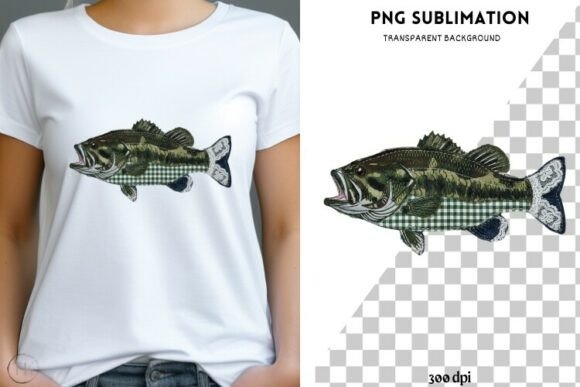 Patchwork Bass Fish PNG | Vintage