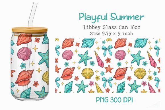 Playful Summer 16oz Glass Can Wrap PNG Bundle · Creative Fabrica